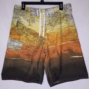 Quicksilver Board Shorts Mens 34 Topography Hawaii